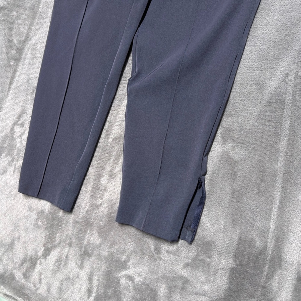 St. John Tapered Leg Ankle Pants Womens 10 Blue Elastic Waist Side Zip Hem Slit - Picture 6 of 11